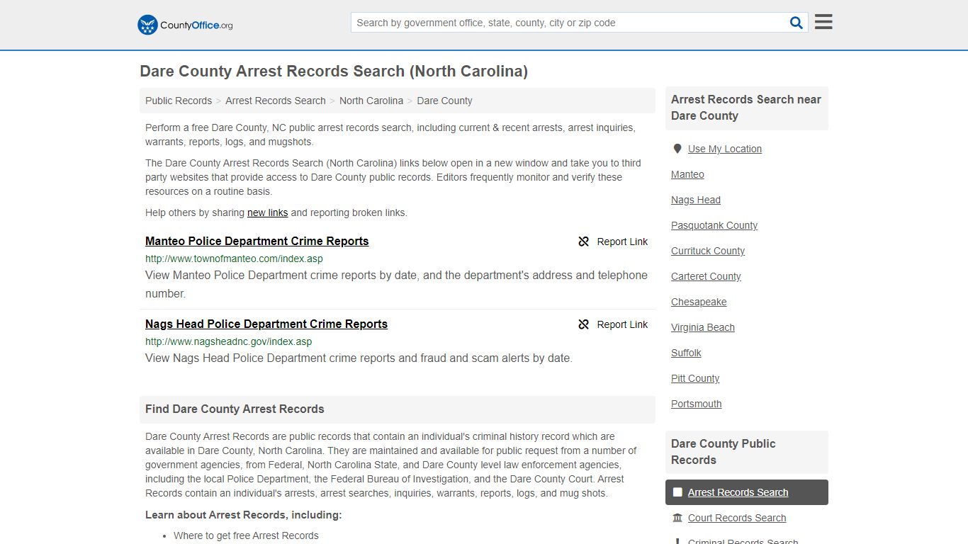 Arrest Records Search - Dare County, NC (Arrests & Mugshots)